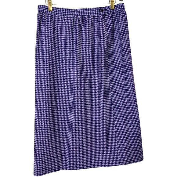 Vintage‎ Pendleton Purple Houndstooth Wool Skirt - Women's Size 12 - Picture 1 of 5